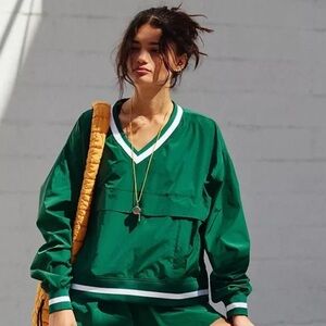 Free People Movement Green V-Neck Pullover